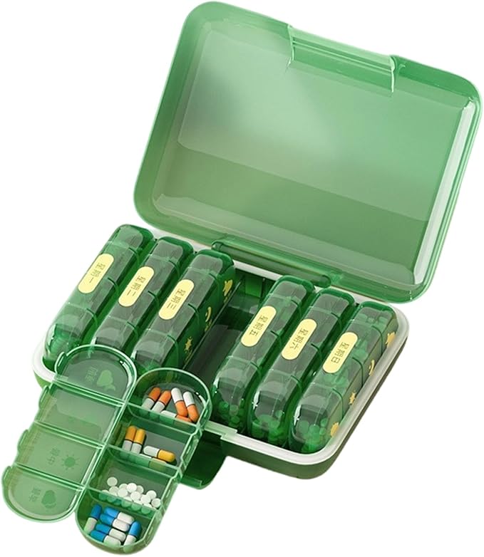 Travel Friendly Medicine Organizers Box 14 Removable Compartments for Business Trips Short Getaways MoistureProof Design Portable Box