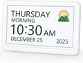 Digital Clock with Date and Week for Seniors, Alzheimer's Dementia Clock with 20 Alarms and 6 Medicine Reminders, Large Font Digital Calendar Alarm Clock for Vision Impaired, White (Ac Powered)