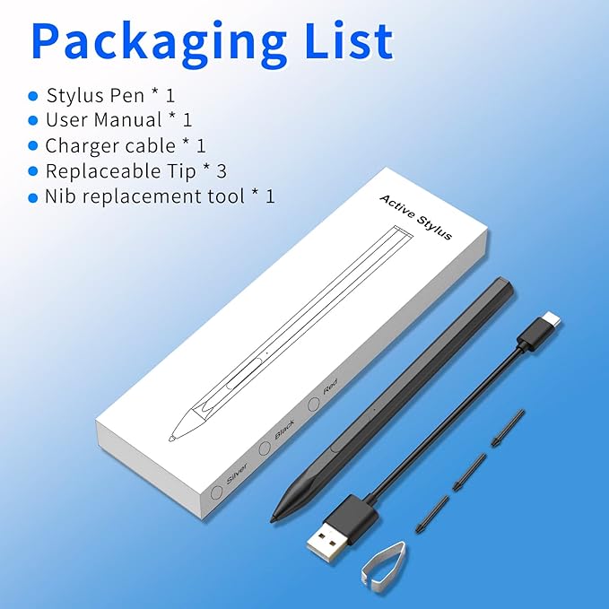 Stylus Pen for ASUS Transformer/Mini/ASUS Zenbook Flip/Pro/ASUS Vivobook Flip/Pro/Duo/ASUS Notebook, Rechargeable MPP 2.0 Tilt Active Pen with 4096 Pressure Sensitivity, Palm Rejection, Black