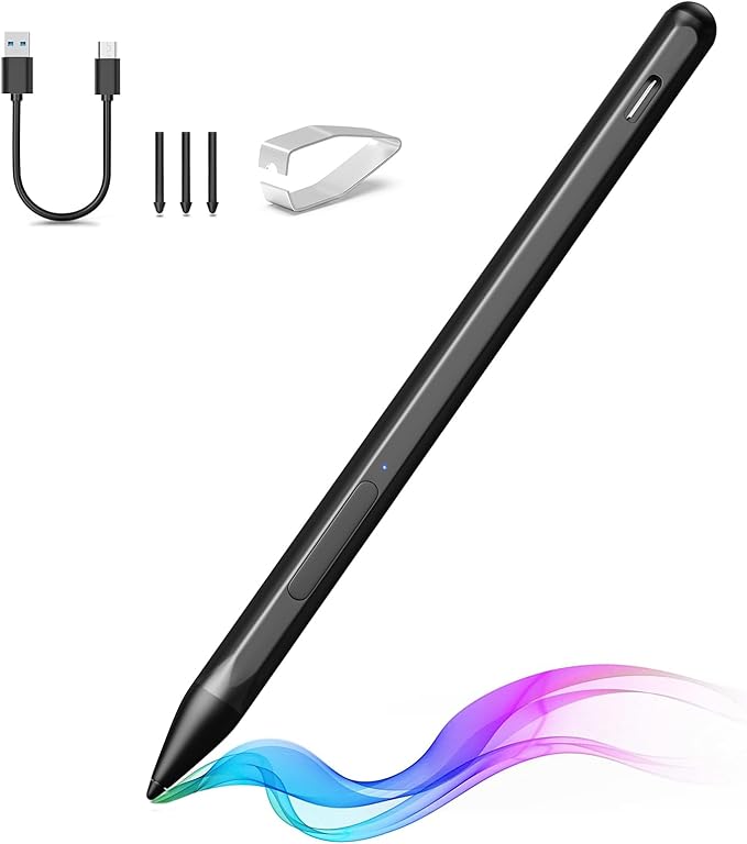 Stylus Pen for ASUS Transformer/Mini/ASUS Zenbook Flip/Pro/ASUS Vivobook Flip/Pro/Duo/ASUS Notebook, Rechargeable MPP 2.0 Tilt Active Pen with 4096 Pressure Sensitivity, Tpye-c Charge, Black