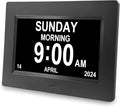 SSA Digital Calendar Alarm Day Clock for Senior, Dementia Clock with HD Screen, Remote Control, Adjustable Brightness, Multiple Alarm Options, Alarm Clock Ideal for Alzheimers & Memory Loss