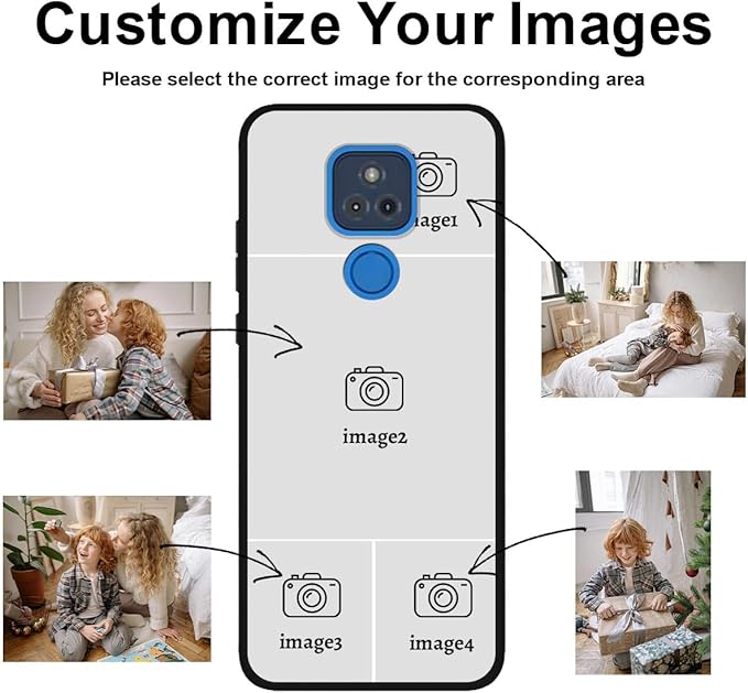Custom Photo Case for Motorola Moto G Play 2021, Create Your Own Picture Collage Phone Case, Soft Drop Protection, Personalized Anti-Scratch TPU Soft Cover, Gifts for Family Friends, Black
