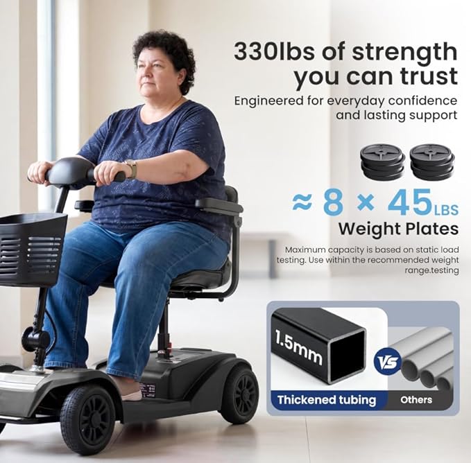 WayCare 15-25 Miles Long Range Mobility Scooter,Weight Capacity 300 LBS+ Powered Mobility Scooters for Seniors, Compact Duty Mobile for Travel with LED Headlight and Detachable Basket(Blue)