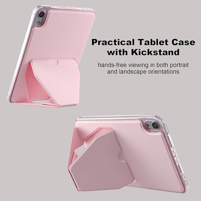 Dteck for iPad mini (A17 Pro), Mini 6 (6th Generation) 8.3" Slim Case with Kickstand/2 Screen Protector Films/Stylus, Ultra Thin Lightweight Solid Color PU Leather Protective Back Cover Shell, Pink