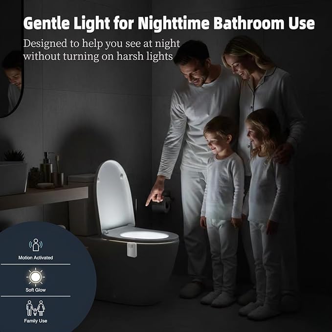 3 Pack Rechargeable Toilet Night Light with Motion Activated Sensor, 16 Colors LED Nightlight Inside Bowl, Cool Stuff for Bathroom Accessories, Unique & Funny Gadgets for Men/Kids Birthday Gift 2025