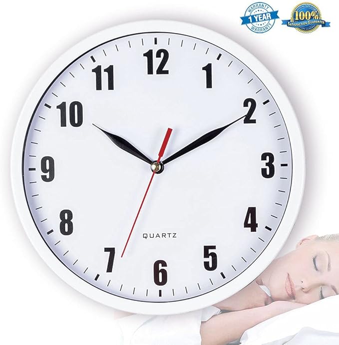 8" Silent Quartz Wall Clock Non-Ticking Digital Clock