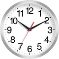 Rohioue Wall Clock Modern 8 Inch Battery Operated Silent Non Ticking Small Analog Clock Decorative for Living Room Office Home Bedroom Kitchen Bathroom(Silver)