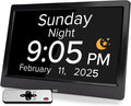 10.1 Inch Digital Alarm Clock with Date and Day of The Week for Dementia Seniors, Multiple Alarm Types Sets,Voice Announcement Time, Auto DST, Gifts for Elderly People