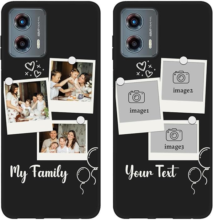 Custom Multi Photos Case for Motorola Moto G 5G 2023-6.5 inch, Personalized Gift for Men Women, Customized Collage Text Picture Phone Cover, Soft Rubber Shockproof Protective Case, Black