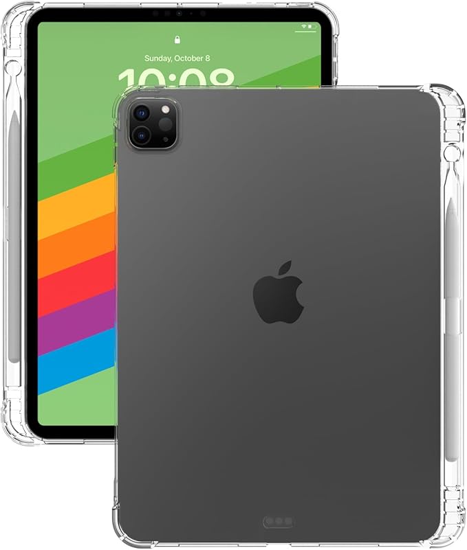 Dteck for iPad Pro 11-inch (M4/M5) Ultra Thin Clear Case 2024/2025 Release with Stylus Pencil Holder Slot - Soft TPU Slim Back Cover, Protective Lightweight Simple Tablet Case Shell (Transparent)