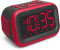 Acedeck Loud Alarm Clock for Heavy Sleepers: 115dB Dual Alarms with 6 Unique Sounds for Bedroom Dorm Room Use - On-Time Wake Up for Teen College Students - Red