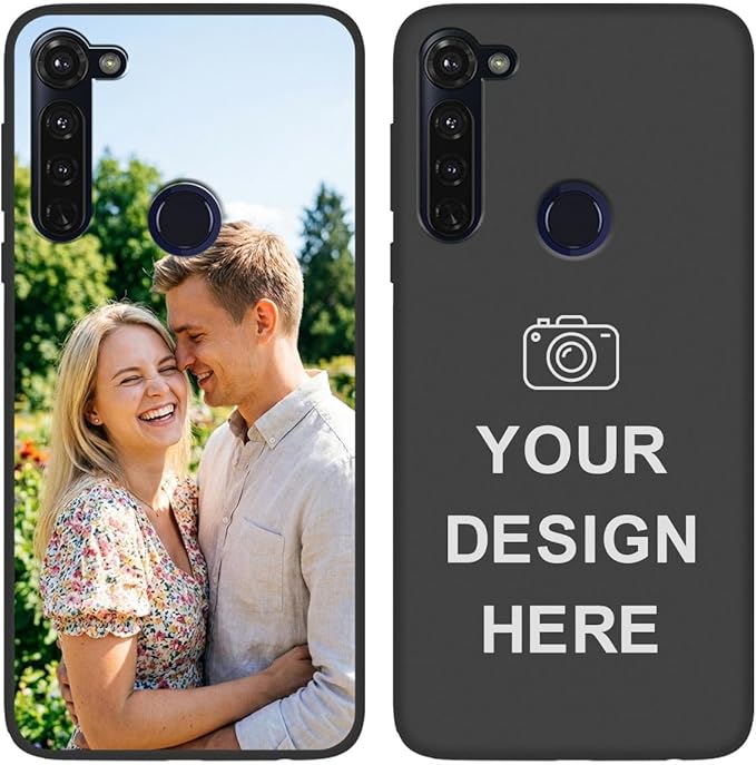 Custom Phone Case for Motorola Moto G Stylus 2020, Design Your Personalized Photo Logo Name Phone Cover, Slim Soft TPU Lightweight Silicone Black Case, Customized Gift for Birthday Christmas
