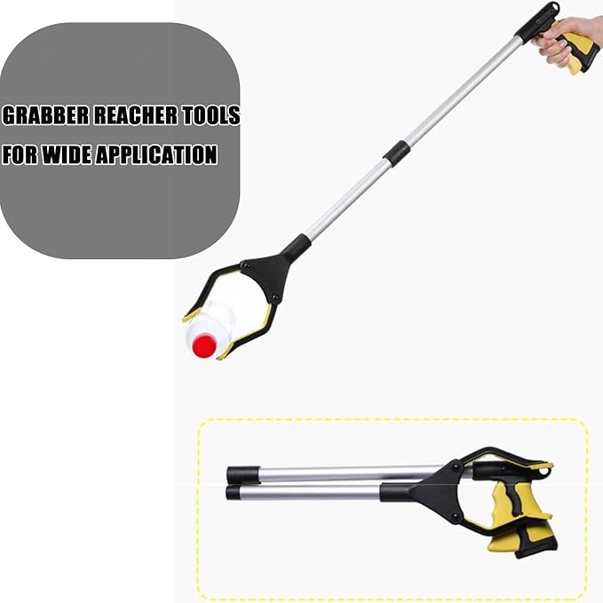 32 Inch Grabber Reache for Elderly - Mobility Aid Reaching Assist Tool - Long Reacher Grabber Pickup Tool - Heavy Duty Grabber Reacher Tool,Yellow