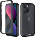 wahhle Compatible with iPhone 13 Mini Case, Built in Screen Protector Full Body Shockproof Slim Fit Bumper Protective Phone Cover 5.4'' Men Women-Black/Clear