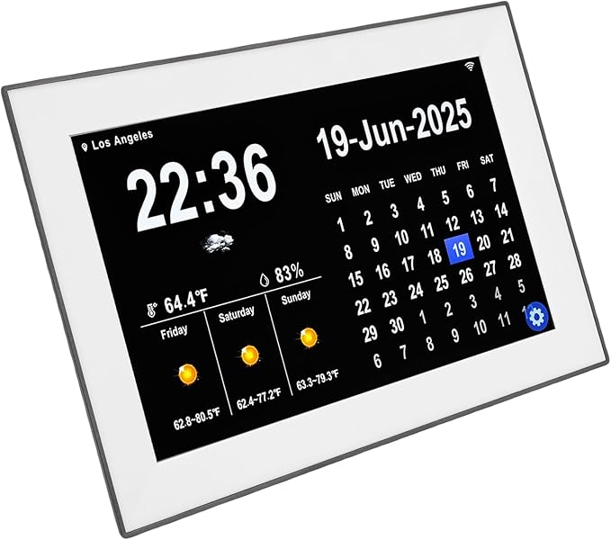 Focket Digital Clock with Date and Day, 10.1 Inch Large Display Touchscreen Calendar Clock 64 Alarms 64 Reminders, Dementia with Temperature Humidity for Elderly Seniors (US Plug)