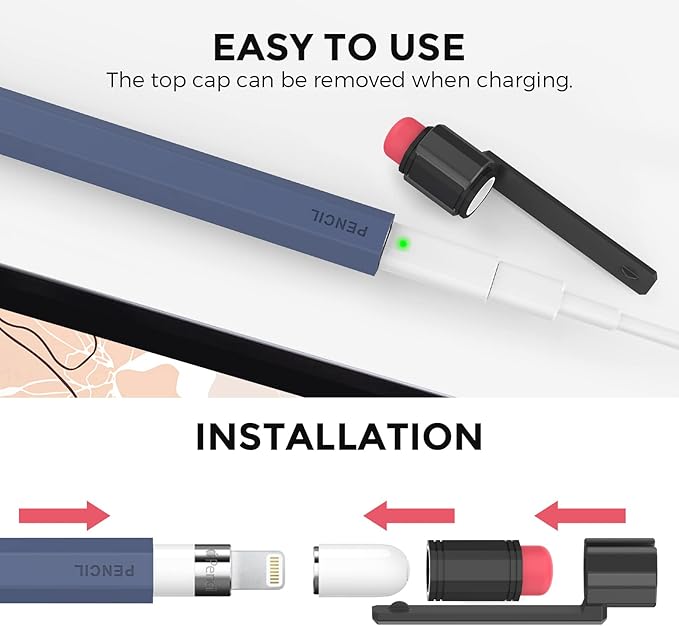 TRONWIN Apple Pencil 1st Generation Case, Silicone Pencil Sleeve Cover Perfect Grip Skin Classic Design with Sturdy Clip Compatible with Apple Pencil 1st gen for ipad (Midnight Blue)
