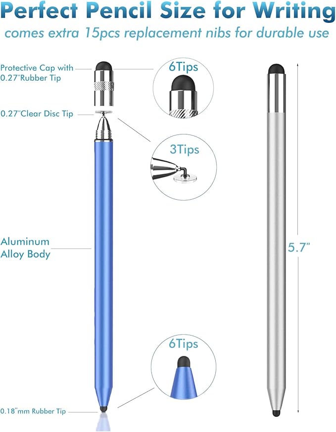 Stylus Pen for Touchscreen, 3-in-1 Rubber Disc Stylus, High Sensitivity and Precision, Universal Stylus Pen Compatible for Ipad,iPhone Android Kindle All Capacitive Tablets