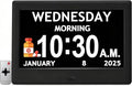 2025 NEW, Digital Clocks, 7'' Dementia Clock with Date and Time for Elderly, Auto-Dimming, 12 Reminders & 6 Alarms, Button & Remote Control, Auto DST, Digital Calendar for Seniors Large Display