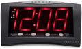 Westclox Digital Alarm Clock for Bedroom or Office, Large 1.8" Red LED Display with Oversized Snooze Bar, Corded with Battery Backup, (Black, 8-Inch)