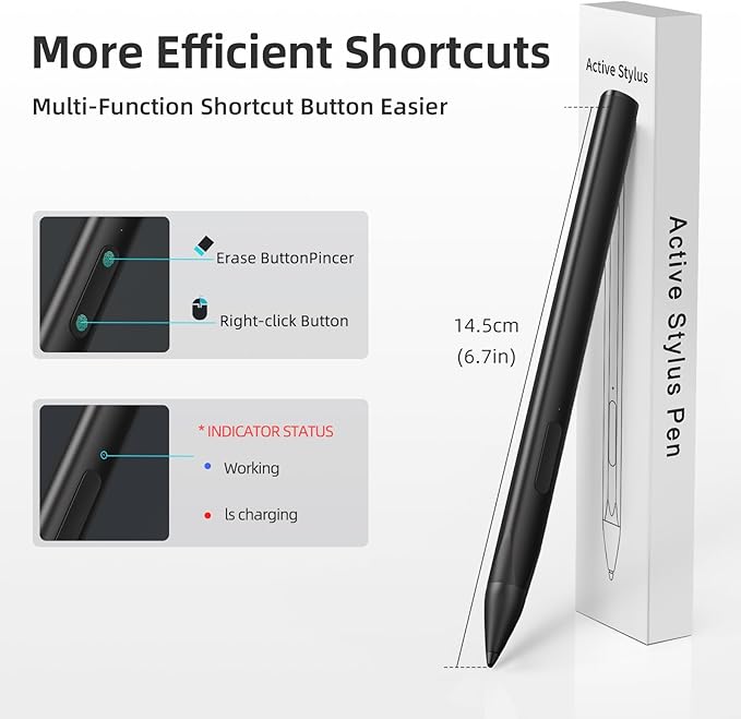 Stylus Pen for ASUS Transformer/Mini/ASUS Zenbook Flip/Pro/ASUS Vivobook Flip/Pro/Duo/ASUS Notebook, Rechargeable MPP 2.0 Tilt Pen with 4096 Pressure Sensitivity, Triangular Pen Body Design, Black