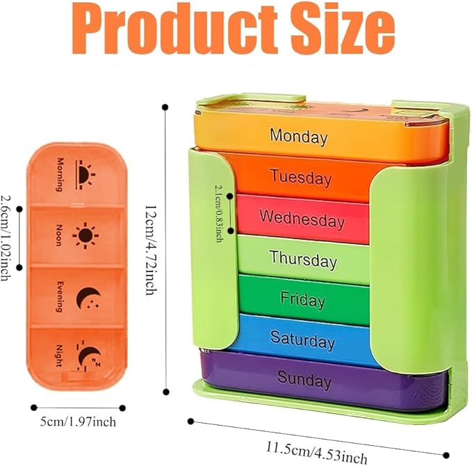 7-Day Medication Organizer - for Effortless Health Management: Stackable Weekly Pill Organizer with 7(Days)×4(Morning/Noon/Evening/Night) Compartments | Travel-Friendly Home Supply (All-Beige)