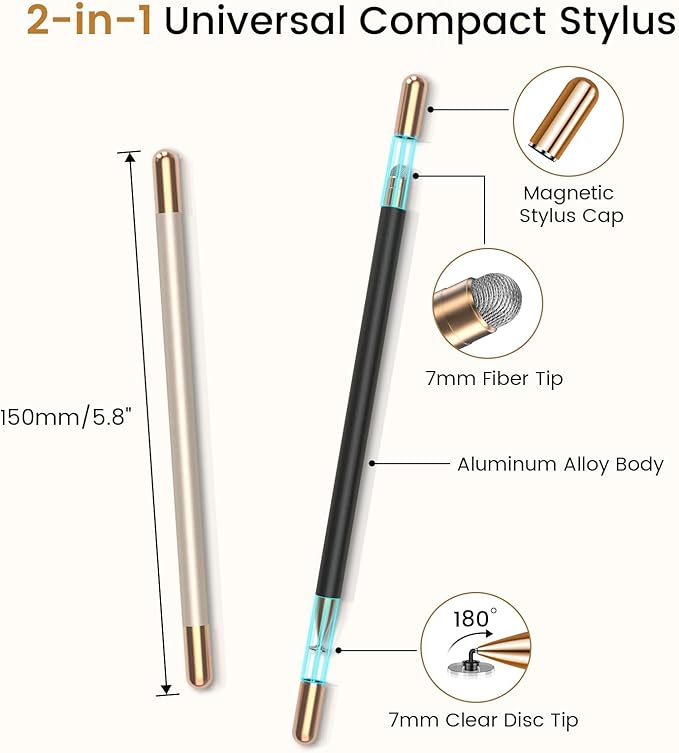 Stylus(2Pcs), Stylus Pens for Touch Screens, Universal Stylus High Precision Sensitivity, Stylus Pen for Android, ipad, iPhone, Galaxy Microsoft, Chromebook Tablet, Compatible with All Touch Screens