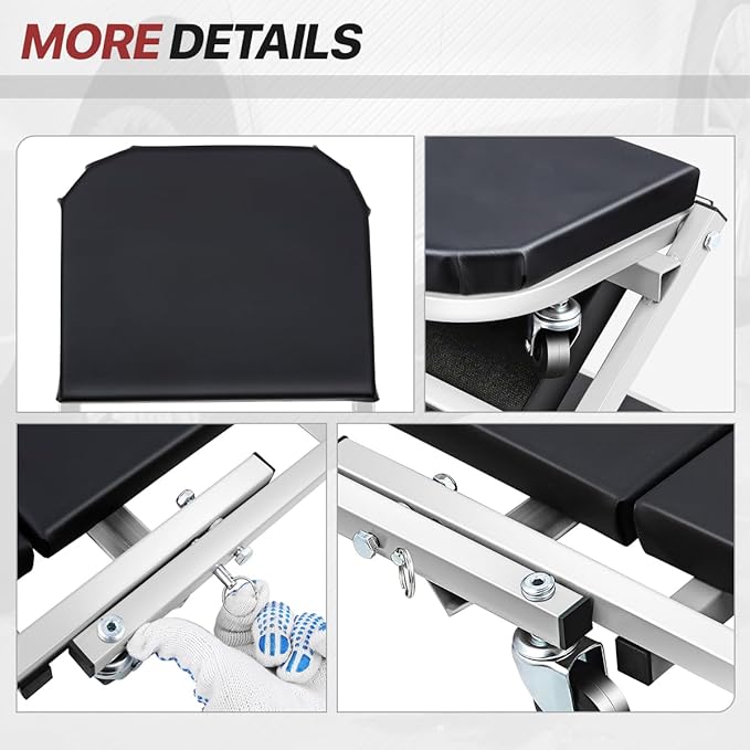 Foldable Rolling 2-in-1 Z Creeper & Seat, 36" Low-Profile Roller Mechanics Under Car Chair 330 LBS Weight Capacity Garage Roller Creeper with 6 Swivel Casters