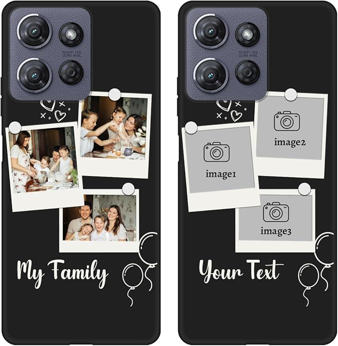 Custom Multi Photos Case for Motorola Moto G 5G 2025-6.7 inch, Personalized Gift for Men Women, Customized Collage Text Picture Phone Cover, Soft Rubber Shockproof Protective Case, Black
