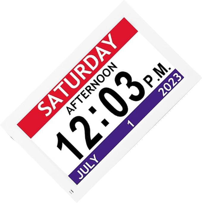 Fabater Large Digital Clock for Seniors, 7 Inch Auto Dimming Digital Calendar with Date and Day of Week 12 Custom Alarms for Dementia Reminders Bedside Clock for Elderly