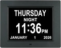 Aowasi Digital Clock Large Display with Date and Day of Week, 8 Alarm Options, Extra Large Digital Clock with Non-Abbreviated Day & Month Alarm Clocks for Seniors Dementia(Black)