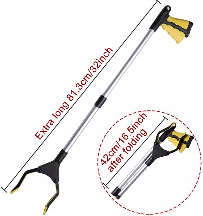 32 Inch Grabber Reache for Elderly - Mobility Aid Reaching Assist Tool - Long Reacher Grabber Pickup Tool - Heavy Duty Grabber Reacher Tool,Yellow