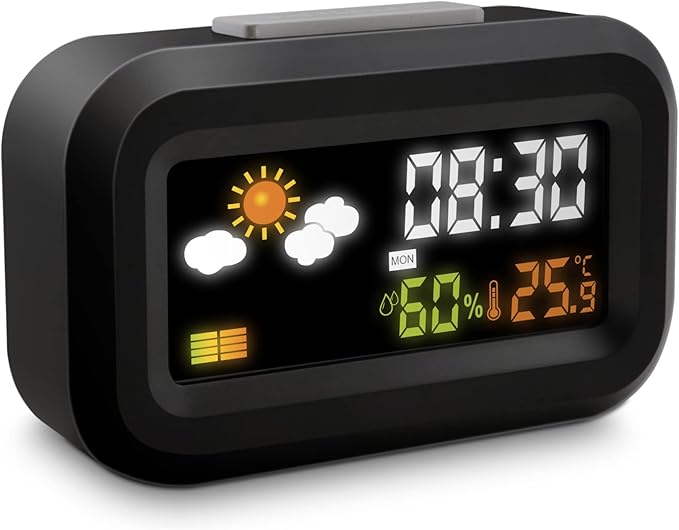 Metronic Alarm Clock, Black/White, PEQUEÑO