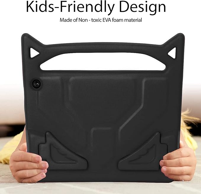 Case for Amazon Fire HD 10 Tablet 10.1" Inch Display (13th Generation, 2023 Released) - Lightweight Shockproof Kickstand Handle Kids Cover Case + 1 Screen Protector and 1 Stylus (Black)