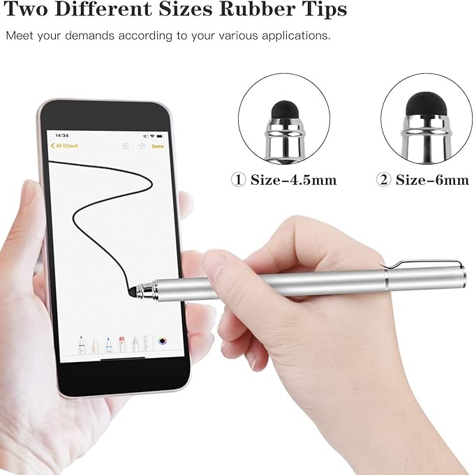 Stylus Touch Screen Pen Compatible with OnePlus 15/15R - Fiber Tip Aluminum Lightweight Silver Color
