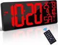 [Oversized] 18" Large Digital Wall Clock with Remote Control, Auto-Dimming Digital Clock Display with Date/Temp/Week, DST, Alarm, 5.9”Jumbo Numbers Large Digital Clock for All Spaces Use