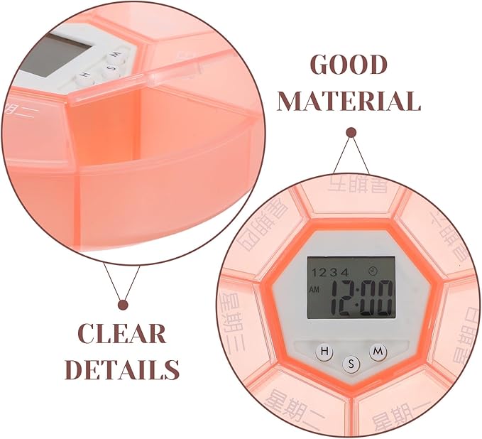 2pcs Weekly Pill Organizer: Smart Medication Box with Alarm Reminder - 7 Day 4 Time Compact Round Travel Pill Case for Purse