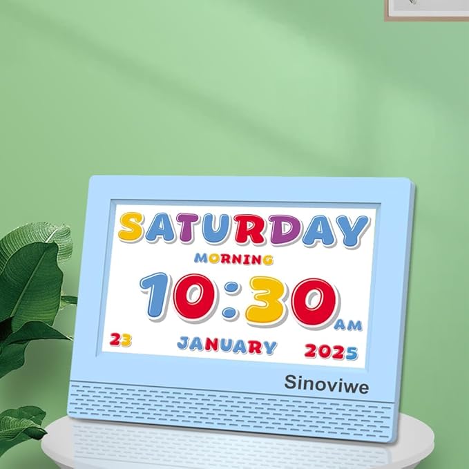 Digital Alarm Clock with 7'' HD Screen, Calendar Function,It is Perfect for Kids Aged 3-18 Years Old with Remote Control and Custom Reminder Function for Birthdays