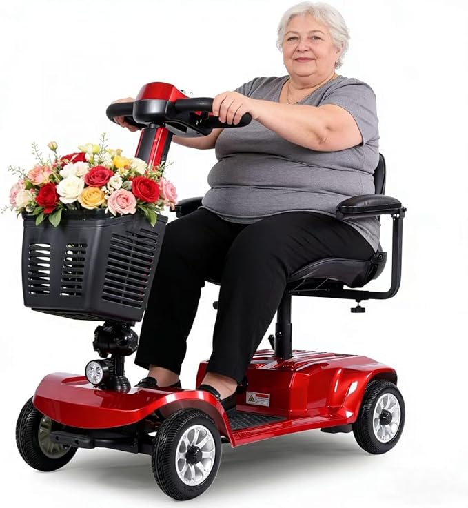 Movcan X-02 4 Wheel Electric Mobility Scooter,Foldable Mobility Scooter for Adults & Seniors,419 LB Heavy Duty,13 Mile Range,360° Swivel Seat,Electromagnetic Brake,Storage Baskets,Indoor & Outdoor Use