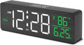 DreamSky Wooden Digital Alarm Clocks for Bedrooms – Large Display Desk Clock with Date & Day of Week for Living Room, Temperature, Dimmer, Adjustable Volume, Auto DST, Office Wood Décor (Plug-in)