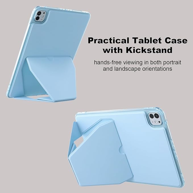 Dteck for Apple iPad Pro 11-inch (M4/M5) 2024/2025 Release Slim PU Leather Case with Stand Function, Easy to Charge Pencil, Lightweight Protective Stylish Cute Thin Tablet Back Cover Shell, Blue
