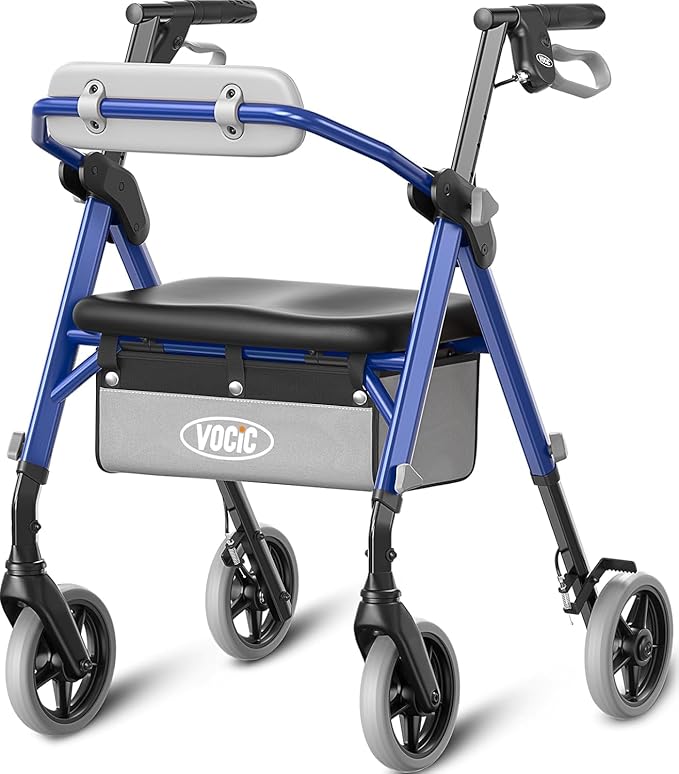 Walker for Seniors, Z11 All Terrain Walker with Ergo Seat, 380 lbs Weight Capacity, Height Adjustable