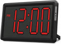 KWANWA Digital Alarm Clock, 3.8-inch Extra Large LED/LCD Digits, Battery or USB Powered, Auto Light Sensor for Day/Night, Wall Clock & Desktop Stand for Seniors, Bedroom, Office, Living Room