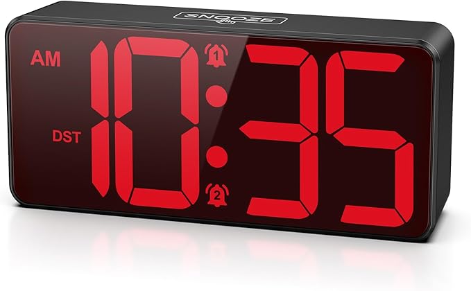 AMIR Battery Operated Digital Clock, Small Digital Clock, Cordless Alarm Clocks for Bedrooms - Large Numbers 4 Dimmers, 3 Volume, 12/24H, DST for Heavy Sleepers