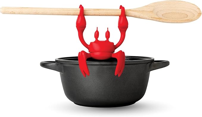 OTOTO Red The Crab Silicone Utensil Rest - Kitchen Gifts, Silicone Spoon Rest - Heat-Resistant Kitchen - Steam Releaser, Chopstick Rests & Holders