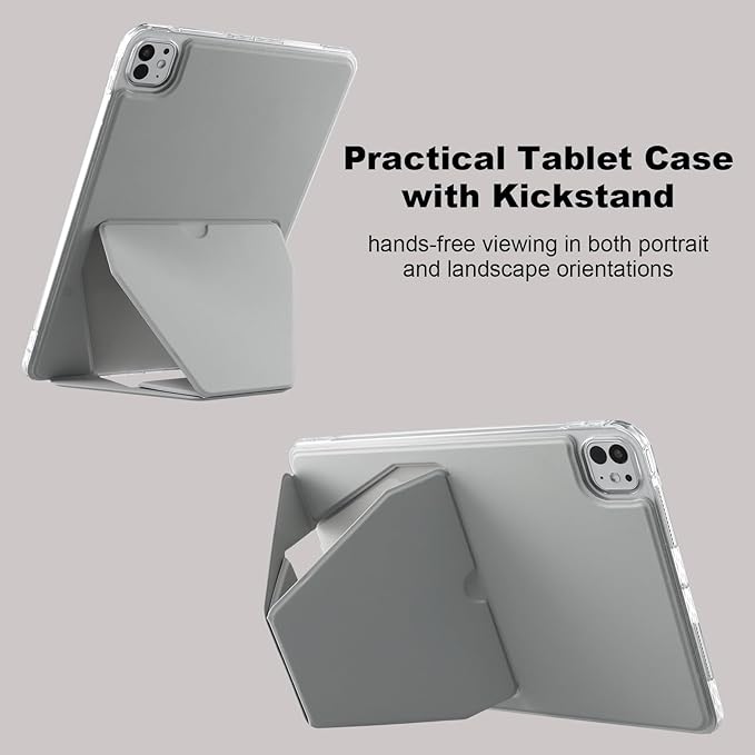 Dteck for Apple iPad Pro 13-inch (M4/M5) 2024/2025 Release Slim PU Leather Case with Stand Function, Easy to Charge Pencil, Lightweight Protective Stylish Cute Thin Tablet Back Cover Shell, Gray