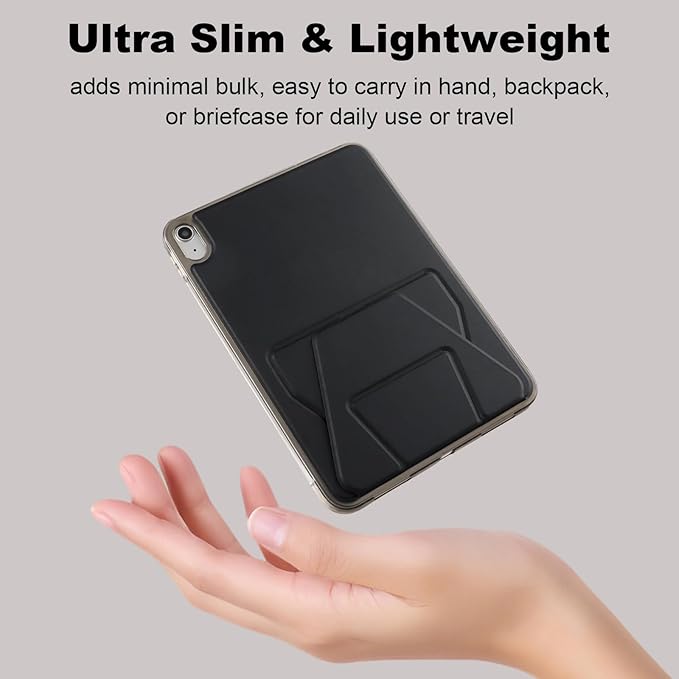 Dteck for iPad mini (A17 Pro), Mini 6 (6th Generation) 8.3" Slim Case with Kickstand/2 Screen Protector Films/Stylus, Ultra Thin Lightweight Solid Color PU Leather Protective Back Cover Shell, Black