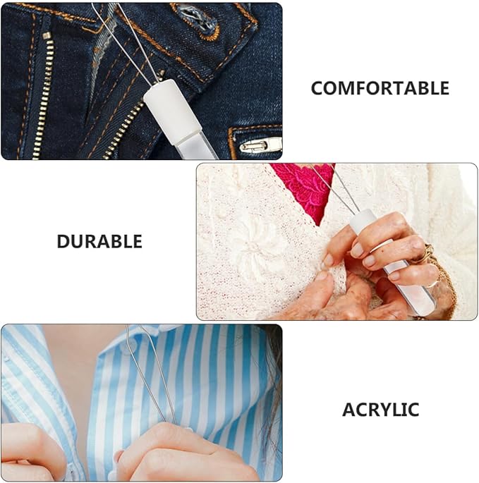 2pcs Button Hook and Zipper Puller Set, Folding Clothes Buttoning Aid with Grip Handle, Quick Coat Button Tool for Home Dressing Assistance