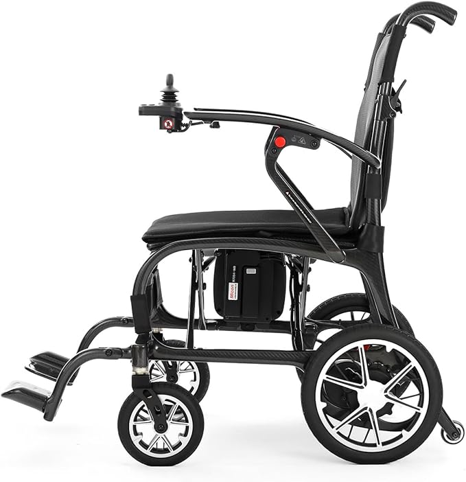 25.5lbs Carbon Fiber Electric Wheelchair for Adults, Lightweight Foldable Travel Power Wheelchair, Portable Motorized Wheelchairs, Airline Approved, Black
