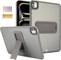 Dteck for iPad Pro 11-inch (M4/M5) 2024/2025 Release Thin Clear Case with Foldable Kickstand, Slim Fit and Lightweight, Scratch Resistant Protective Simple Transparent Tablet Back Cover Shell, Gray