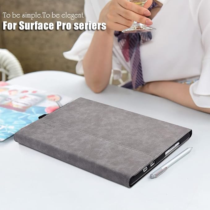 Case for Surface Pro 7 Plus/Pro 7 / Pro 6 / Pro 5 / Pro 4 with Stylus Holder, Multiple Angle Polyester Slim Lightweight Cover, Compatible with Type Cover Keyboard